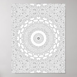 Ornamental Heart Filigree Coloring Page Artwork Poster