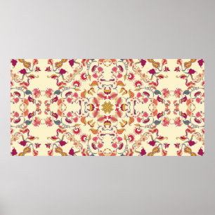 Ornamental Lace Pattern, circle background with ma Poster