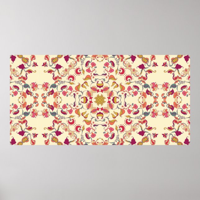 Ornamental Lace Pattern, circle background with ma Poster (Vorne)