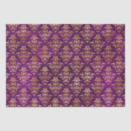 Ornamental Purple & Gold Damask Pattern Seidenpapier