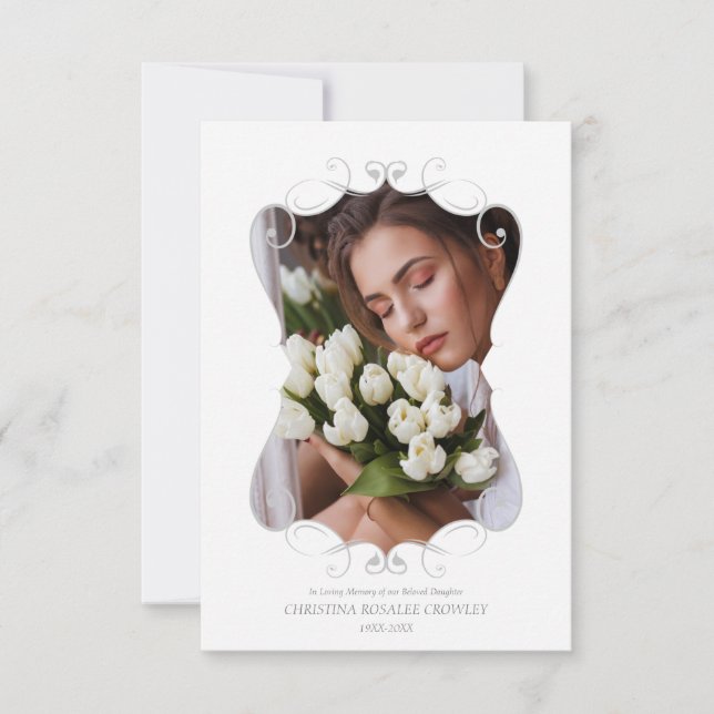 Ornamental Remember Loved One Passed Away Funeral Einladung (Vorderseite)