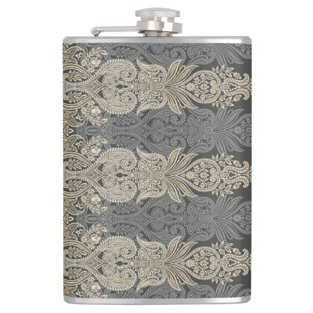 Ornamental Traditional Paisley design Flachmann (Vorderseite)