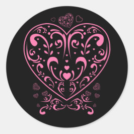 Ornamental Valentine's Day Runder Aufkleber
