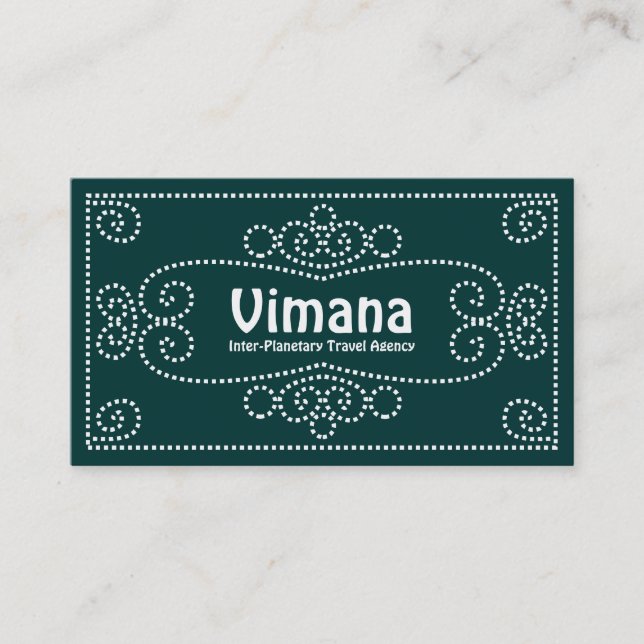 Ornamental - White on Dark Green 003333 Visitenkarte (Vorderseite)