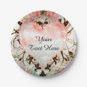 Ornamentale elegante florale Vintage-Herz-Party Pappteller