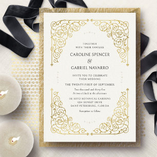 Ornamentale elegante Hochzeitseinladung mit Folien Folieneinladung