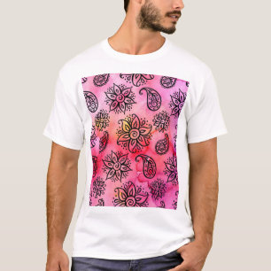 Ornamentale Flora: Ethnisches Nahtloses Muster T-Shirt