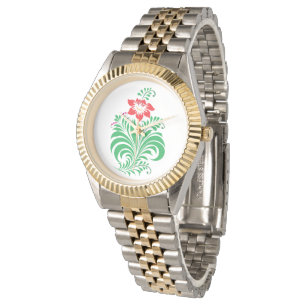 Ornamentales Blumen-Blumendesign – Elegant Armbanduhr