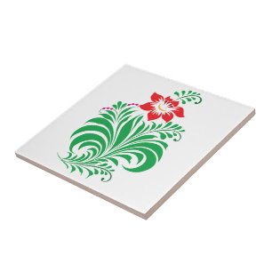 Ornamentales Blumen-Blumendesign – Elegant Fliese