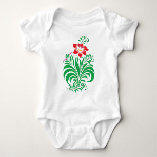 Ornamentales Blumendesign – Elegant Baby Strampler