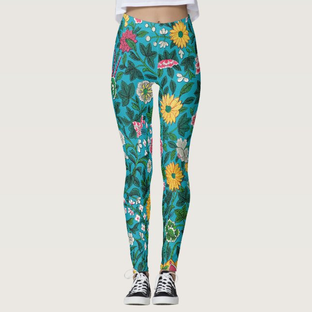 Ornamentales Blumenmuster Leggings (Vorderseite)