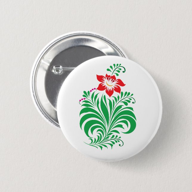 Ornamentales florales Blumendesign – Elegant Button (Vorne & Hinten)