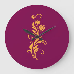 Ornamentales florales Blumendesign  Große Wanduhr