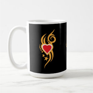 Ornamentales florales Herz-Tattoo Kaffeetasse