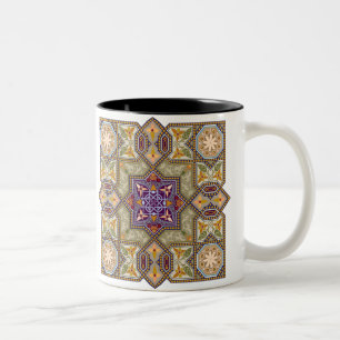 Ornamentales geometrisches Blumenmuster Zweifarbige Tasse