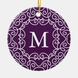 Ornamentales Monogramm Weihnachts-Foto-Ornament Keramikornament