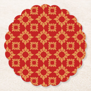 Ornamentales rot-goldenes Design Untersetzer