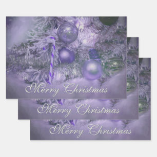 Ornamente Frohe Weihnachten Lila Weihnachtsbaum Geschenkpapier Set