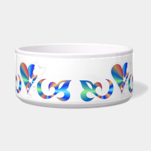 Ornamente Regenbogenherz mit Schmetterling und Lil Napf