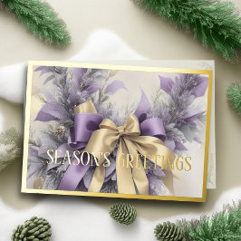 Ornamente Satin Ribbon Evergreen Lavender Feiertagskarte