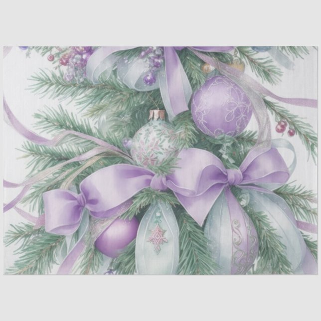 Ornamente Satin Ribbon Evergreen Lila Seidenpapier (Vorderseite)