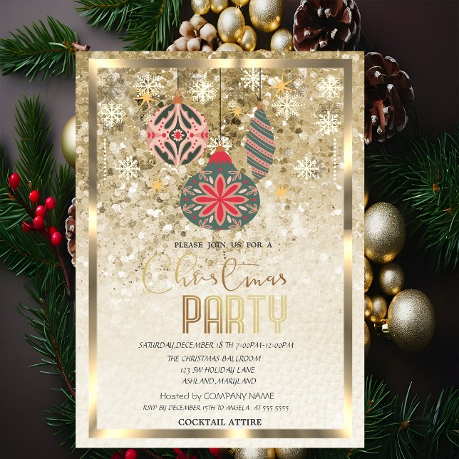 Ornamente Snowflakes Gold Unternehmen Weihnachten Einladung (Von Creator hochgeladen)