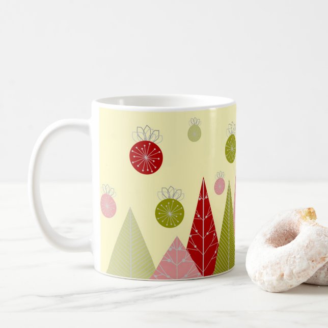 Ornamente und Bäume Weihnachten Kaffeetasse (Mit Donut)