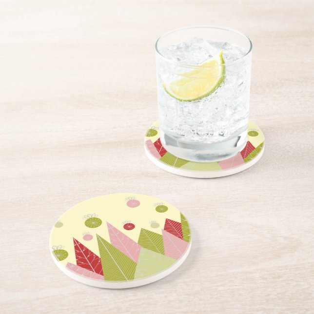 Ornamente und Bäume Weihnachts-Illustration Getränkeuntersetzer (Seite)