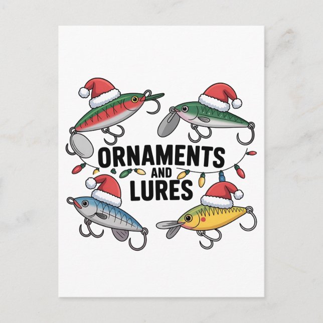 Ornamente und Lures Weihnachten Einladungspostkarte (Vorderseite)