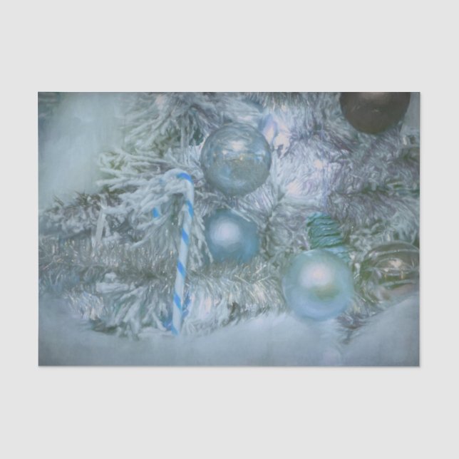 Ornamente Weihnachten Blauer Aquamariner Feiertag  Seidenpapier (Vorderseite)