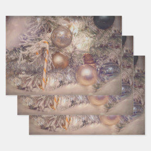 Ornamente Weihnachten Gold Weißer Feiertag Tree Geschenkpapier Set