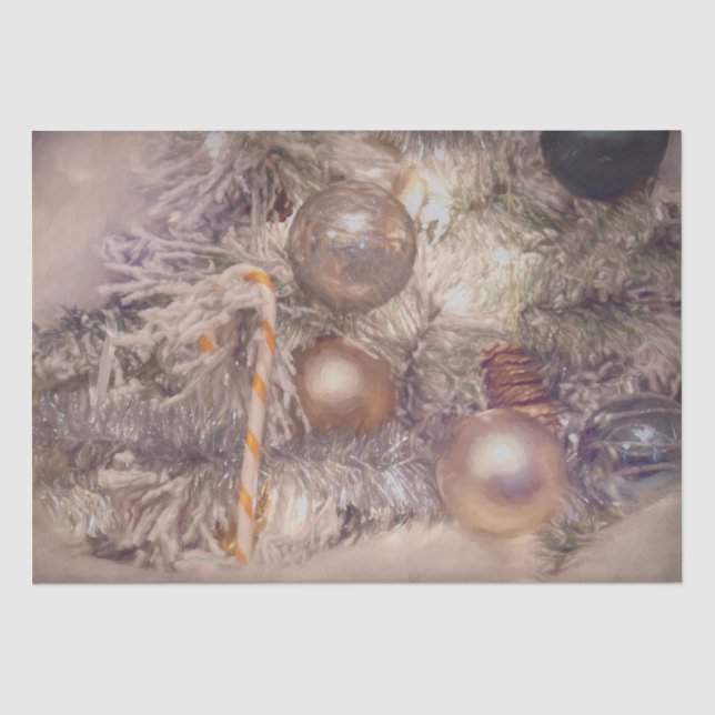 Ornamente Weihnachten Gold Weißer Urlaub Baum Seidenpapier (Vorderseite)