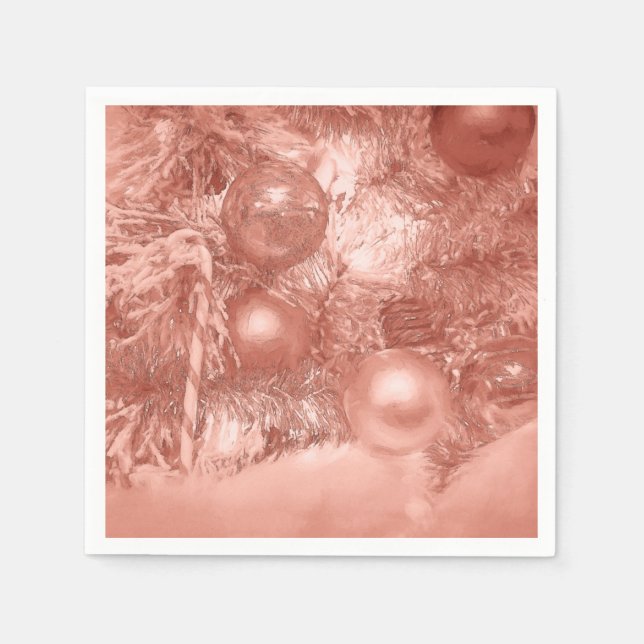 Ornamente Weihnachtsbaum Rose Goldener Urlaub Serviette (Vorderseite)