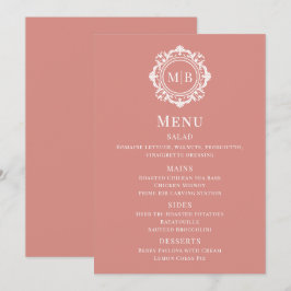 Ornat Floral Monogram Rose Gold Mariage Menu