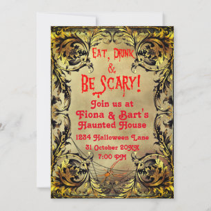 Ornat Vieux cadre Or Halloween Invitation de la fê