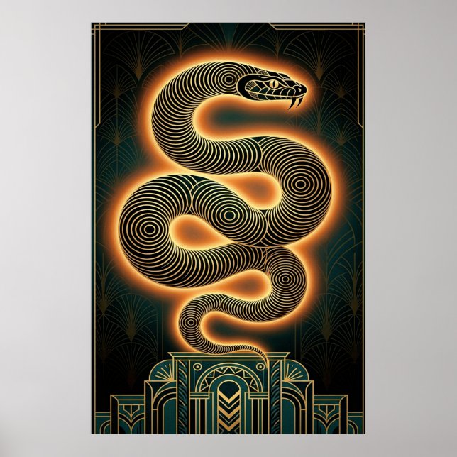 Ornate Art Deco Snake Serpent Gold Coil Poster (Vorne)