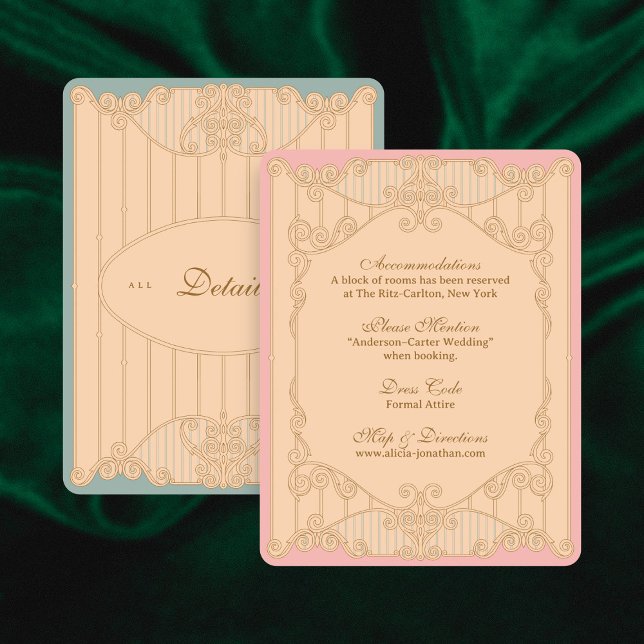 Ornate Art Nouveau Wedding Details Card Begleitkarte (Von Creator hochgeladen)