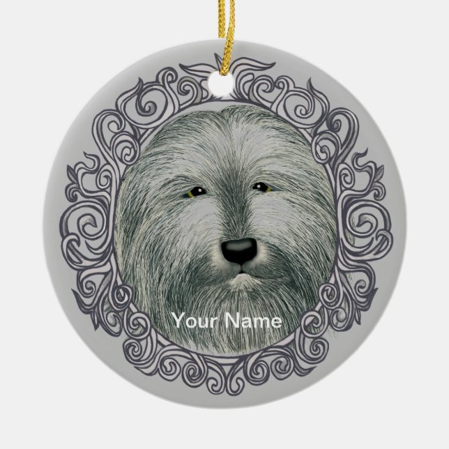 Ornate Bearded Collie custom name ornament (Vorne)
