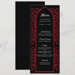 Ornate border black and red Gothic Wedding Menu Menükarte