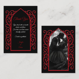 Ornate border black and red Gothic wedding Mitteilungskarte