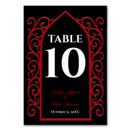 Ornate border black and red Gothic Wedding Tischnummer
