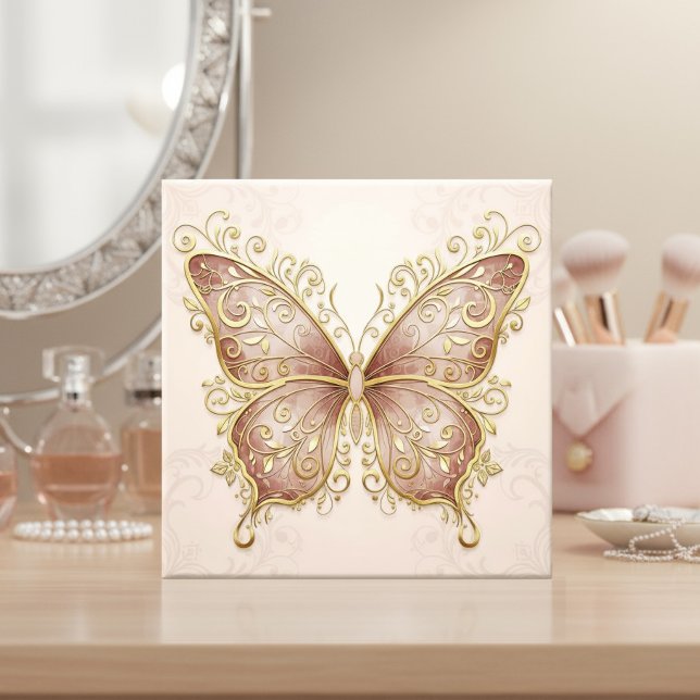 Ornate Butterfly Pat#5 Rose Gold ID1222 Fliese (Von Creator hochgeladen)