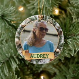 Ornate Christmas Wreath ANY Photo Tree Ornament