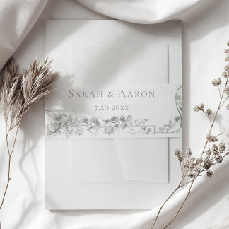 Ornate Classic French Floral Border Wedding Einladungsbanderole