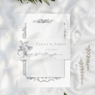 Ornate Classic French Rose Border Wedding Einladungsbanderole