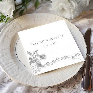 Ornate Classic French Rose Border Wedding Serviette