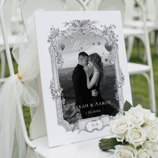 Ornate Classic French Rose Photo Wedding Welcome Acrylschild