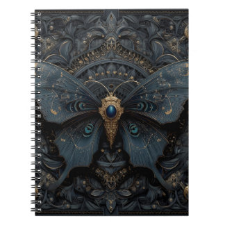 Ornate Dark Blue Butterfly with Gold Filigree Notizblock