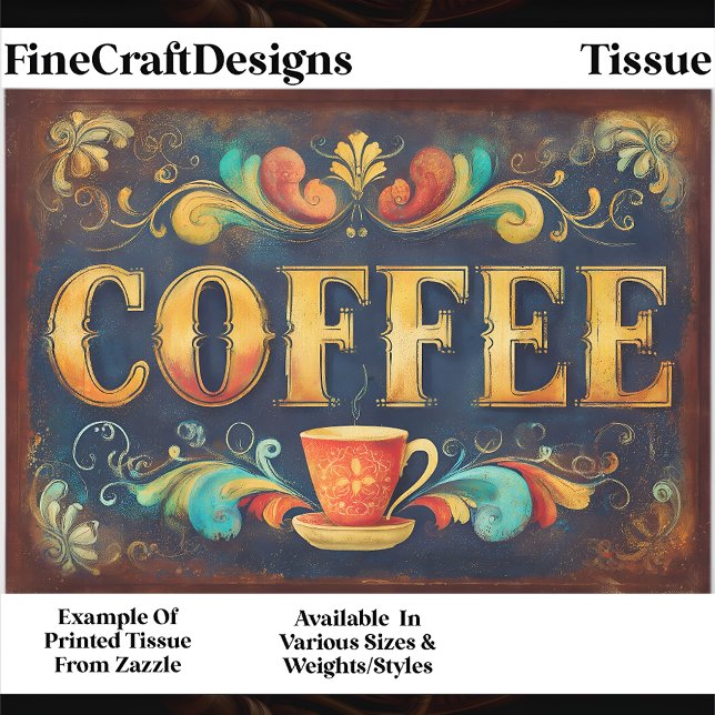 Ornate Distressed Coffee Typography FA1 Decoupage Seidenpapier (Von Creator hochgeladen)
