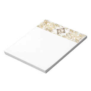 Ornate Eleganz   Gold-Perlen-Juwel-Emblem Flourish Notizblock